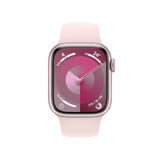 Apple Watch Series 9 [GPS + Cellular] Smartwatch con Caja de Aluminio en Rosa de 41 mm y Correa Deportiva Rosa Claro - Talla S/M. Monitor de entreno, App Oxígeno en Sangre, Resistencia al Agua