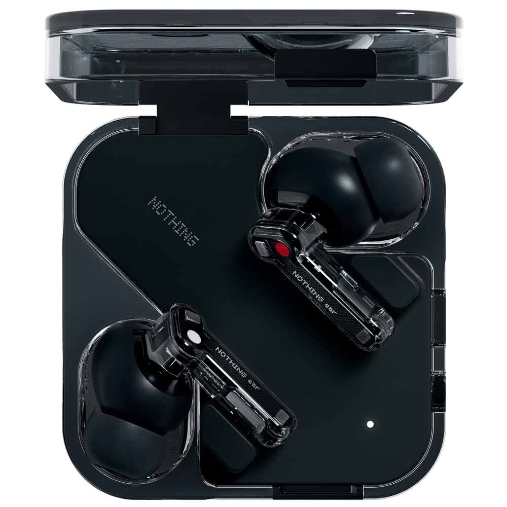 Nothing Ear Auriculares inalambricos Bluetooth con Integración de ChatGPT, Audio Hi-Res, Cancelación de Ruido Activa Inteligente, Ecualizador Avanzado y hasta 40,5 Horas de reproducción - Negro