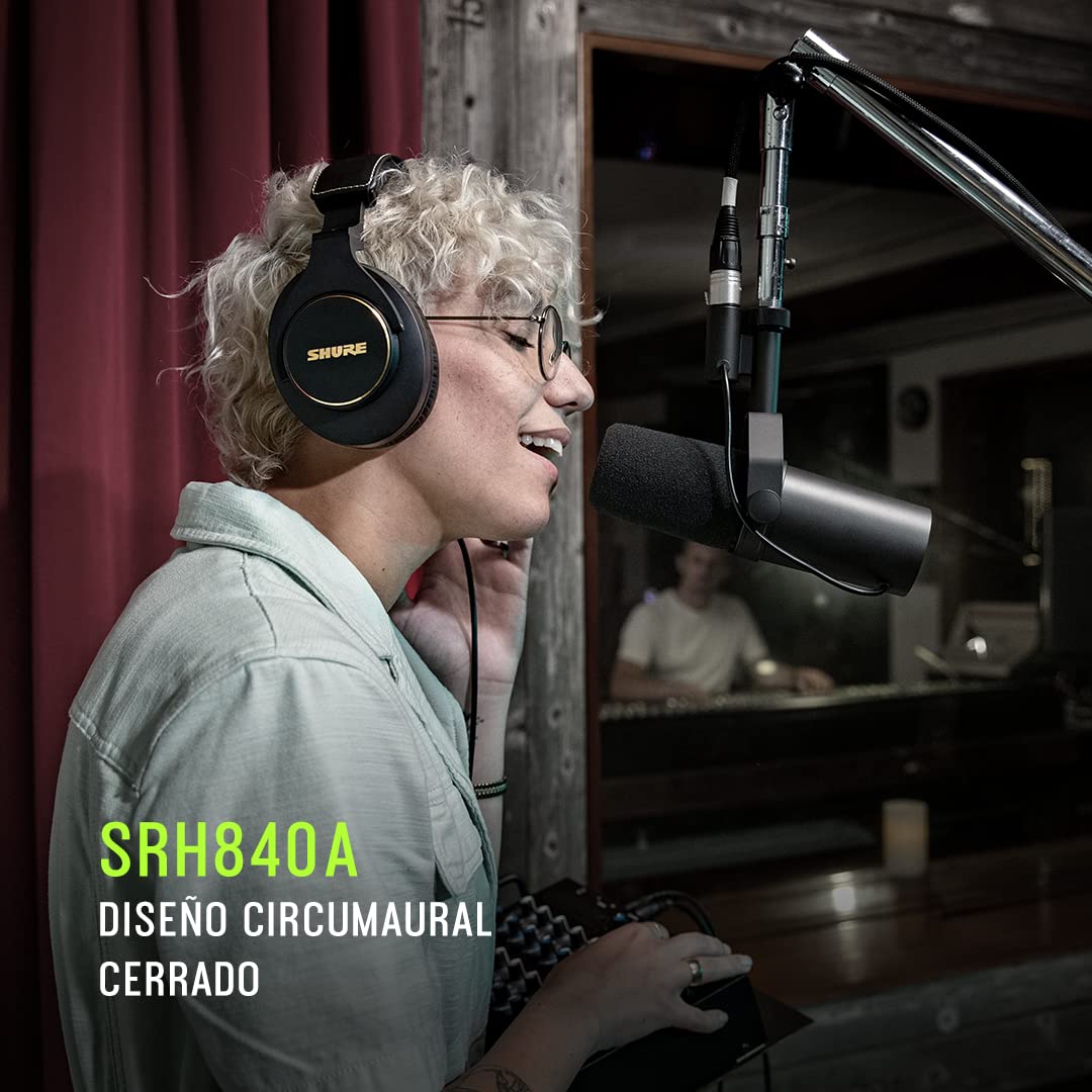 Shure SRH840A Auriculares con Cable de oído para Escuchar y monitoreo crítico, Profesionales, Sonido detallado, diseño Ajustable y Plegable