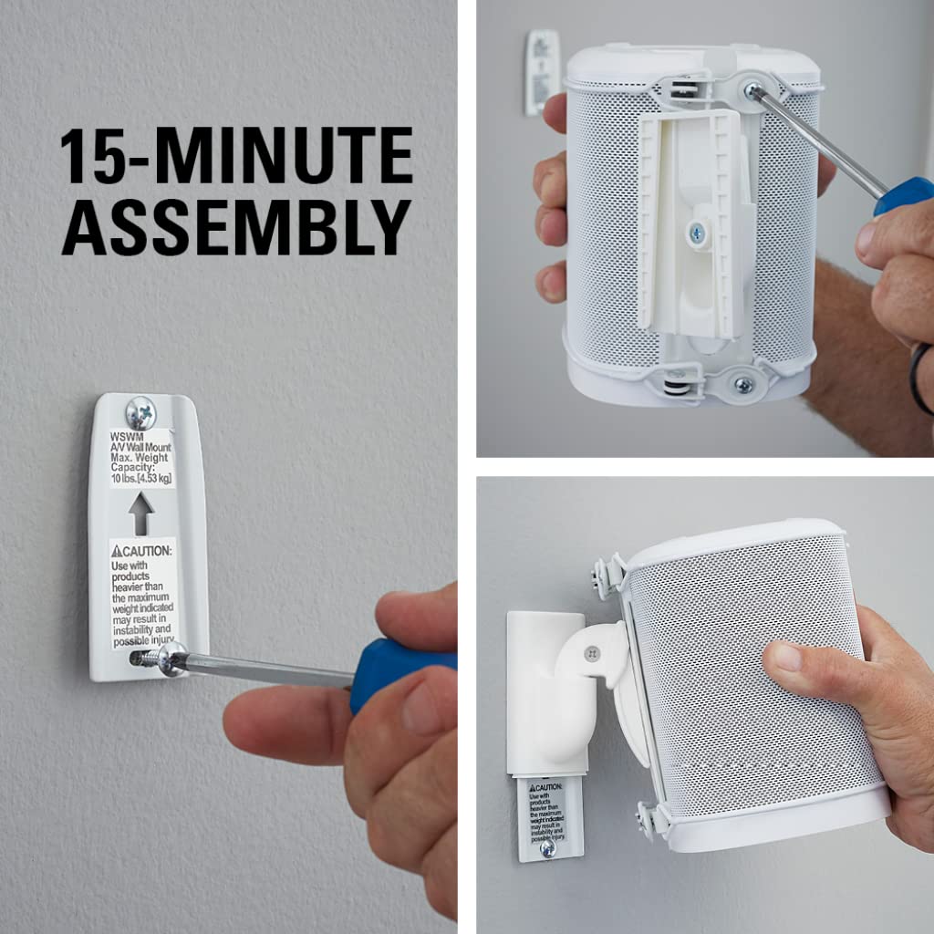 Sanus Soportes de Pared Ajustables para Altavoces diseñados para SONOS One, Play:1 & Play:3 – Par (Blanco)