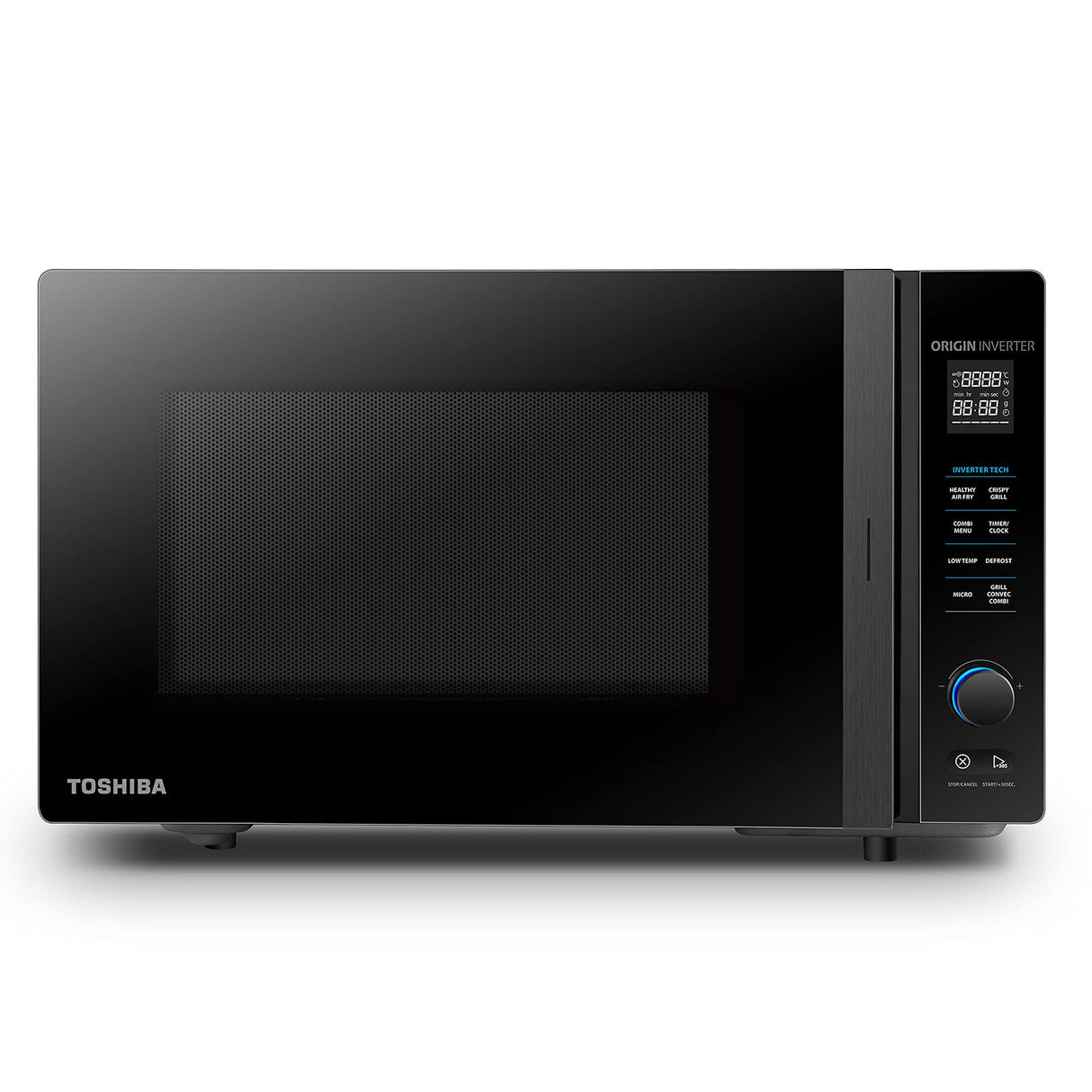 Toshiba MV-TC25T(BK) - Microondas 4 en 1 con freidora de aire caliente, tecnología Origin-Inverter, interior esmaltado fácil de limpiar, 25 L, 2100 W, color negro