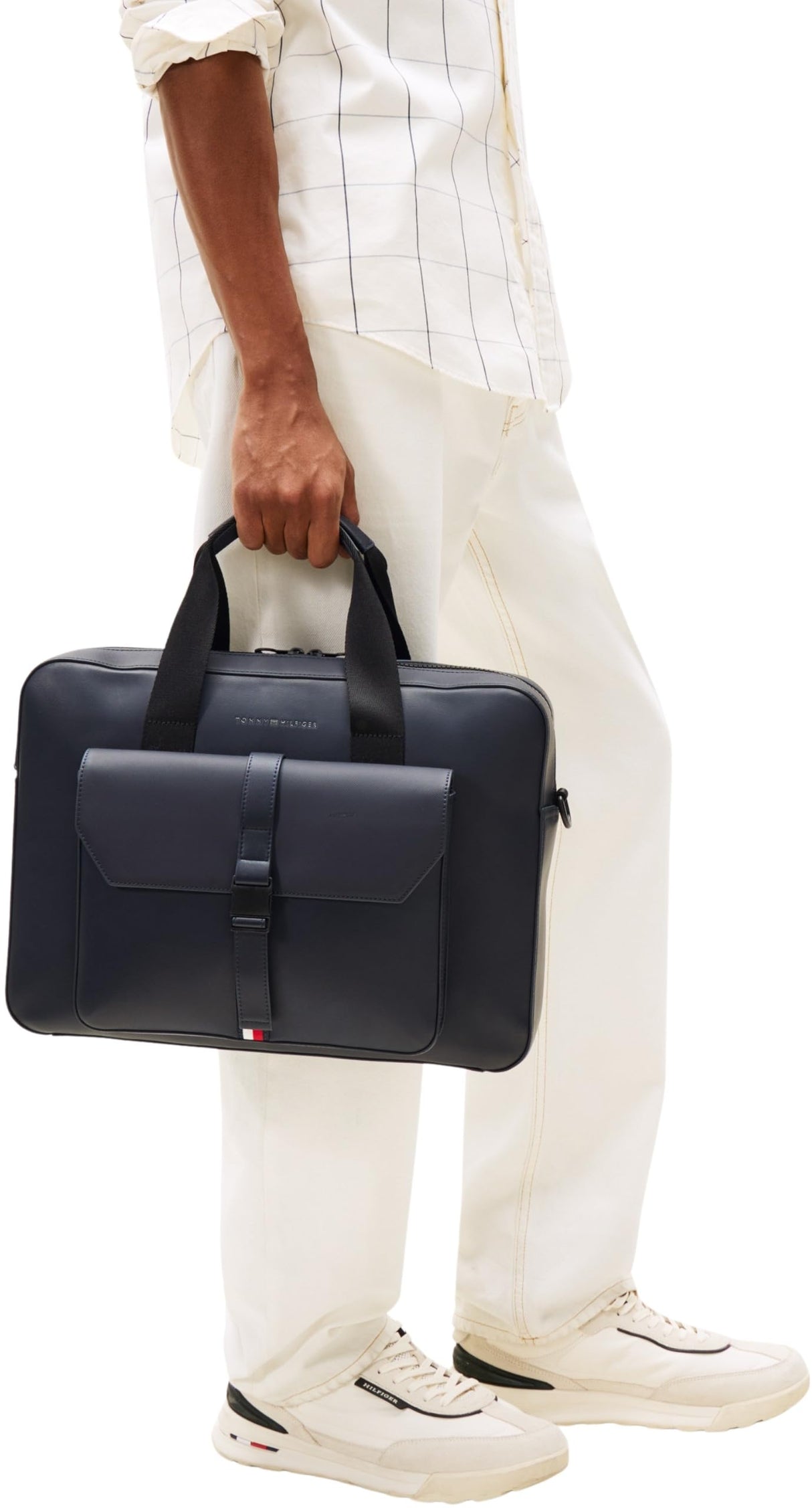 Tommy Hilfiger Maletín para portátil Hombre Foundation con correa para hombro, Azul (Space Blue), Talla Única