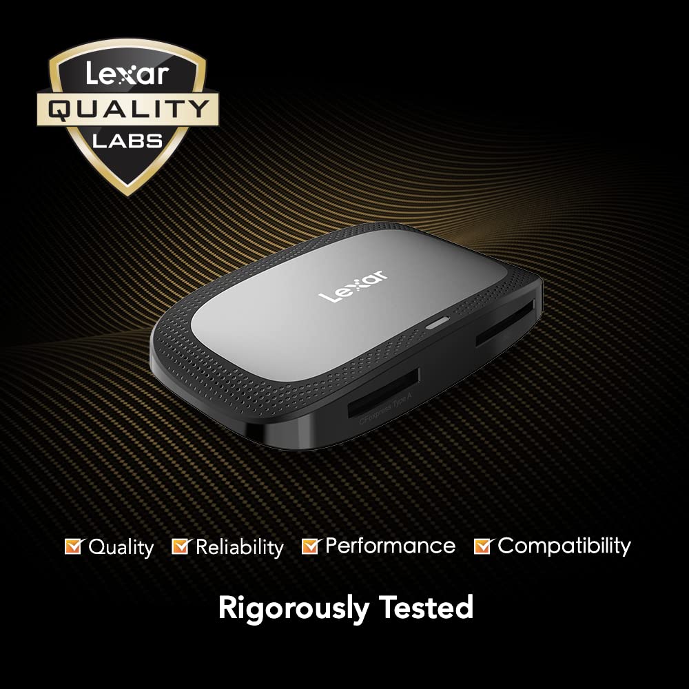 Lexar Lector Profesional CFexpress Tipo A/SD USB 3.2 Gen 2, diseñado para Tarjetas CFexpress Tipo A y SD UHS-II, velocidades de Transferencia USB de Alta Velocidad de 10 Gbps (LRW530U-RNBNG)