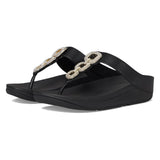 Fitflop Sandalias Fino de Piel con Cadena de Cristal, Mujer, Black, 38 EU