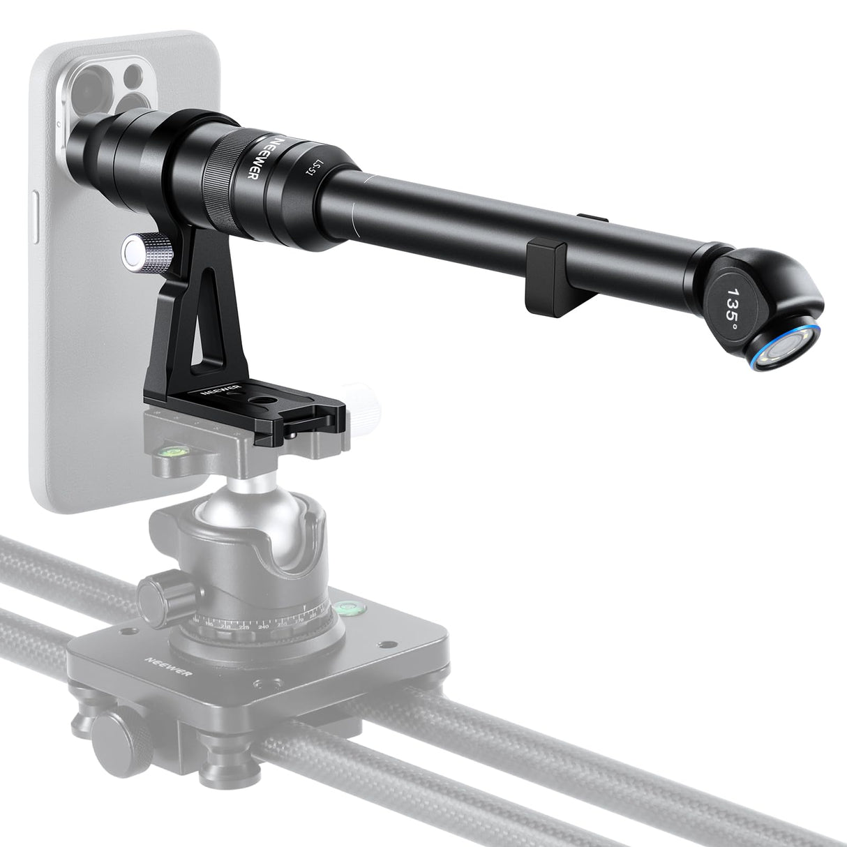 NEEWER Lente de sonda Macro 2X de 135° 18 mm con Rosca de 17 mm para grabación de Video de teléfono móvil, para Jaula de teléfono NEEWER/Funda de teléfono con Adaptador de Lente de 17 mm Compatible