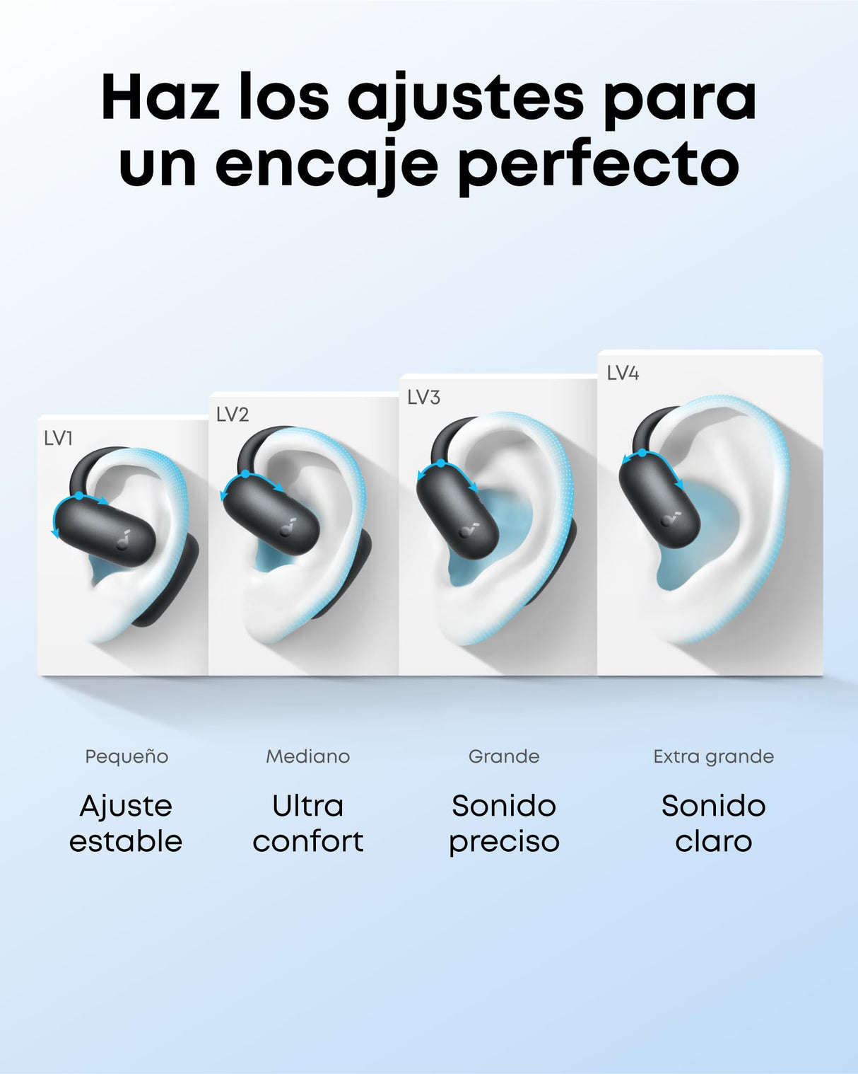 Soundcore AeroFit 2 de Anker, Auriculares Open-Ear, 4 Posiciones, Graves 2X más potentes, Alta resolución, 42 Horas de Uso, IP55, Llamadas claras, Carga inalámbrica, traducción en Tiempo Real