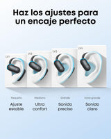 Soundcore AeroFit 2 de Anker, Auriculares Open-Ear, 4 Posiciones, Graves 2X más potentes, Alta resolución, 42 Horas de Uso, IP55, Llamadas claras, Carga inalámbrica, traducción en Tiempo Real