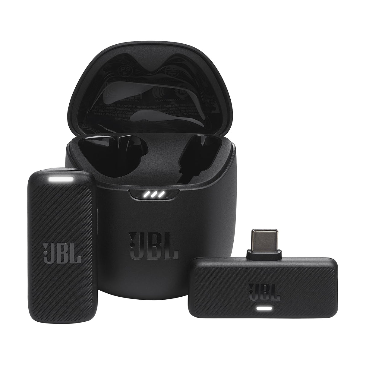 JBL Quantum Stream Wireless, micrófono inalámbrico portátil para streaming y dongle USB-C para dispositivos Android, con 24 horas de grabación, en negro