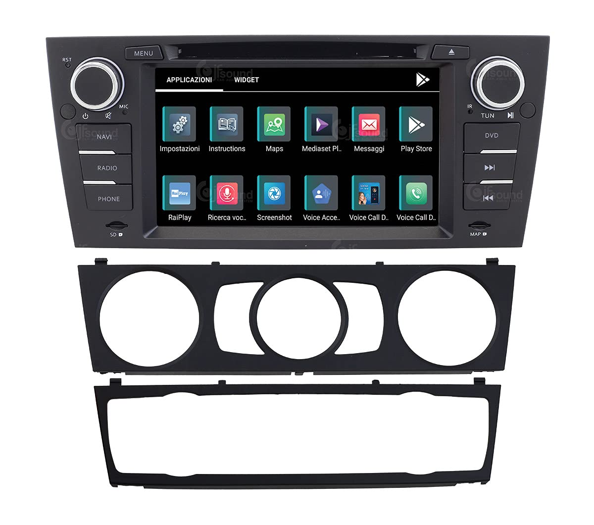 Autorradio de Ajuste Personalizado para BMW Serie 3 Android GPS Bluetooth WiFi Dab USB Pantalla táctil Full HD 7" procesador de 8 núcleos y comandos de Voz