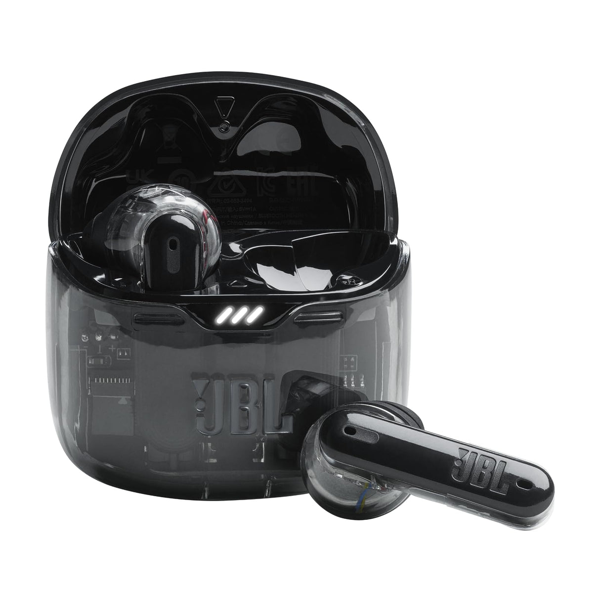 JBL Tune Flex Ghost, Auriculares In-Ear inalámbricos con cancelación de ruido adaptativa, Bluetooth, resistente al agua y al sudor IPX4, aplicación JBL Headphones y 32 horas de batería, Black Ghost