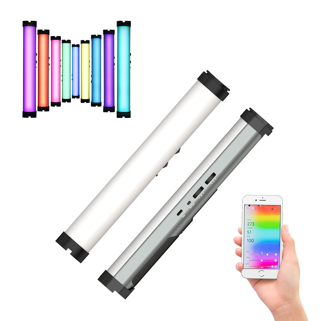 YC Onion LED iluminación de vídeo Bolsillo fotografía luz luz Fluorescente LED, con conexión de Control aplicación, CRI98 +, TLCI 98+, Color RGB 0-360, Temperatura de Color Ajustable 3200k-6200