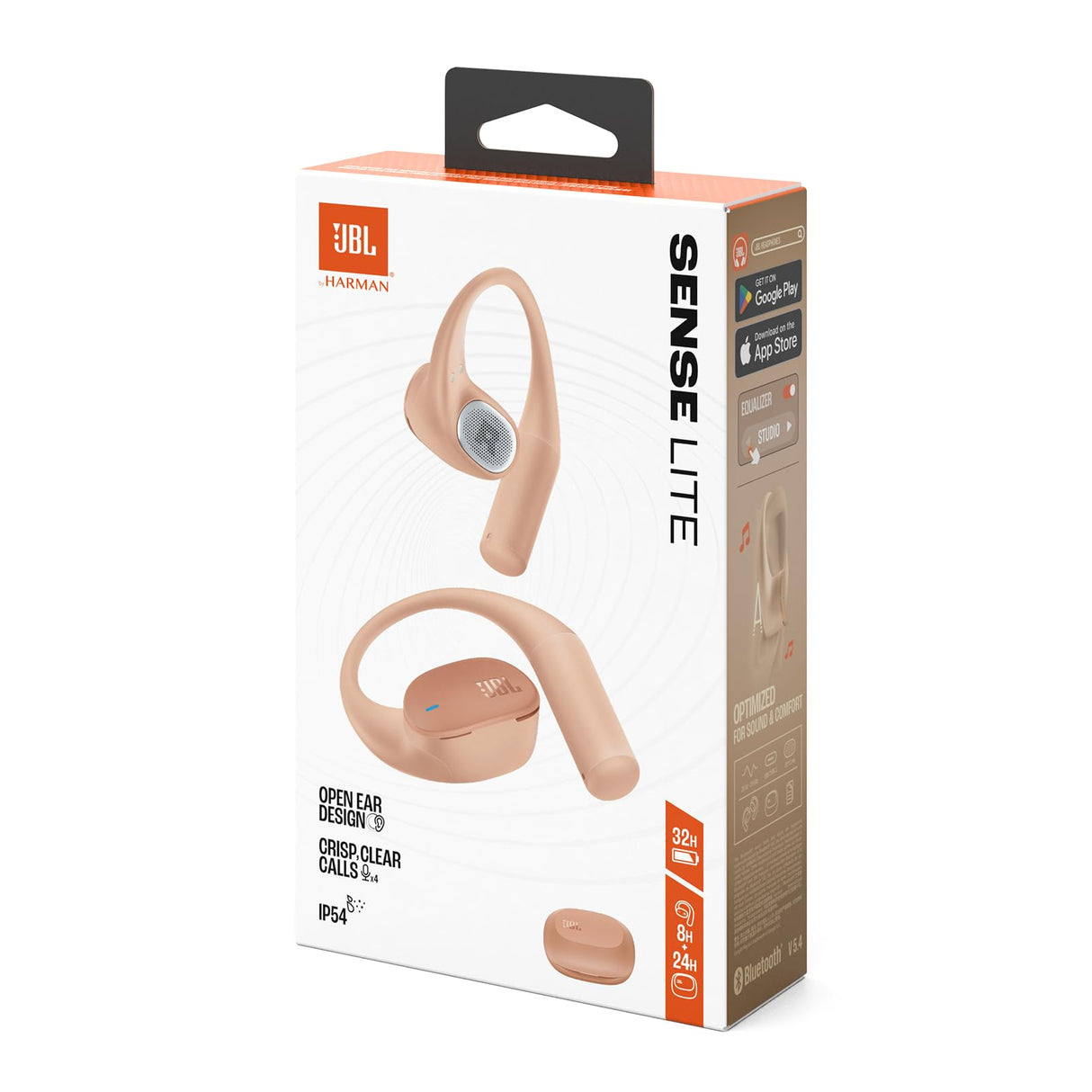 JBL Sense Lite Auriculares inalámbricos Abiertos True Wireless, diseño de Gancho para Oreja, conducción aérea, OpenSound, 32 h de autonomía, Resistencia al Agua/Polvo IP54, Headphones, Beige