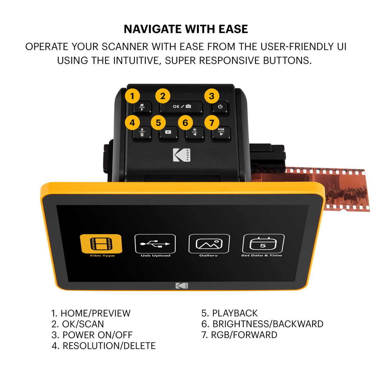 KODAK Escáner de película Digital Slide N SCAN MAX 7"- La Pantalla LCD Grande de 7" Convierte los Negativos de Color en 22MP HD b & w JPEG