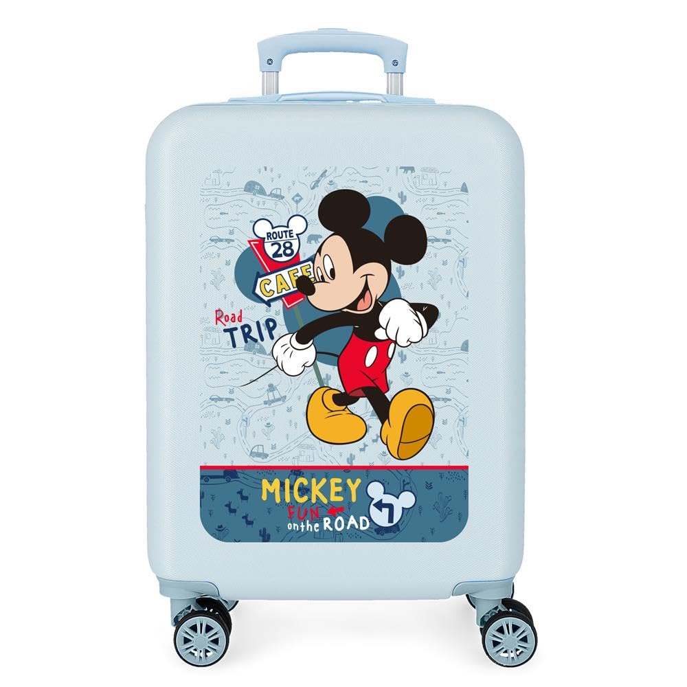 Disney Mickey Road Trip Maleta de cabina Azul 38x55x20 cms Rígida ABS Cierre de combinación lateral 34L 2 kgs 4 Ruedas dobles Equipaje de Mano