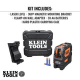 Klein Tools 93LCLS - Nivel láser de línea cruzada con punto de plomada, autonivelante, incluye abrazadera de montaje magnética