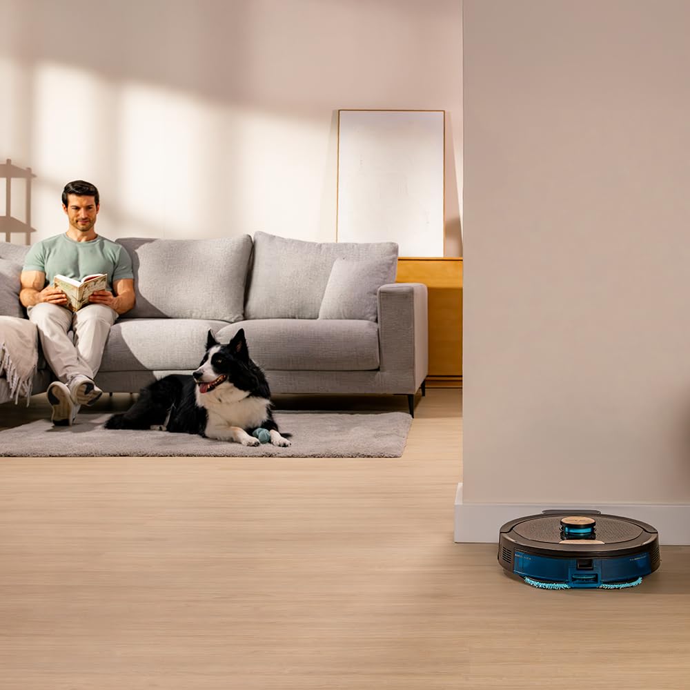 Cecotec Robot Aspirador y Friegasuelos con IA Conga M100 Spin AI. Inteligencia Artificial, 20000Pa, Cepillo de Silicona Antienredos, Mopas Giratorias, Autonomía hasta 220 m², Control App 3.0