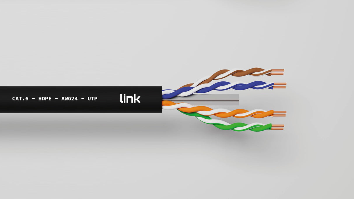 LINK LK305U6EST - Cable sólido UTP para Redes categoría 6 LSZH AWG24 de Cobre para Exterior Bobina MT 305 Vaina PE