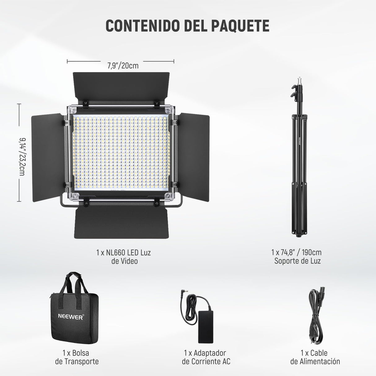 NEEWER Bicolor Luz LED Estudio con Trípode Viseras, Panel Video Key Lighting para Grabación Video, Streaming, Sesión de Fotos, Fotografía, 660 Leds, 3200K-5600K, 3300lx/1m, Regulable CRI96+, NL660