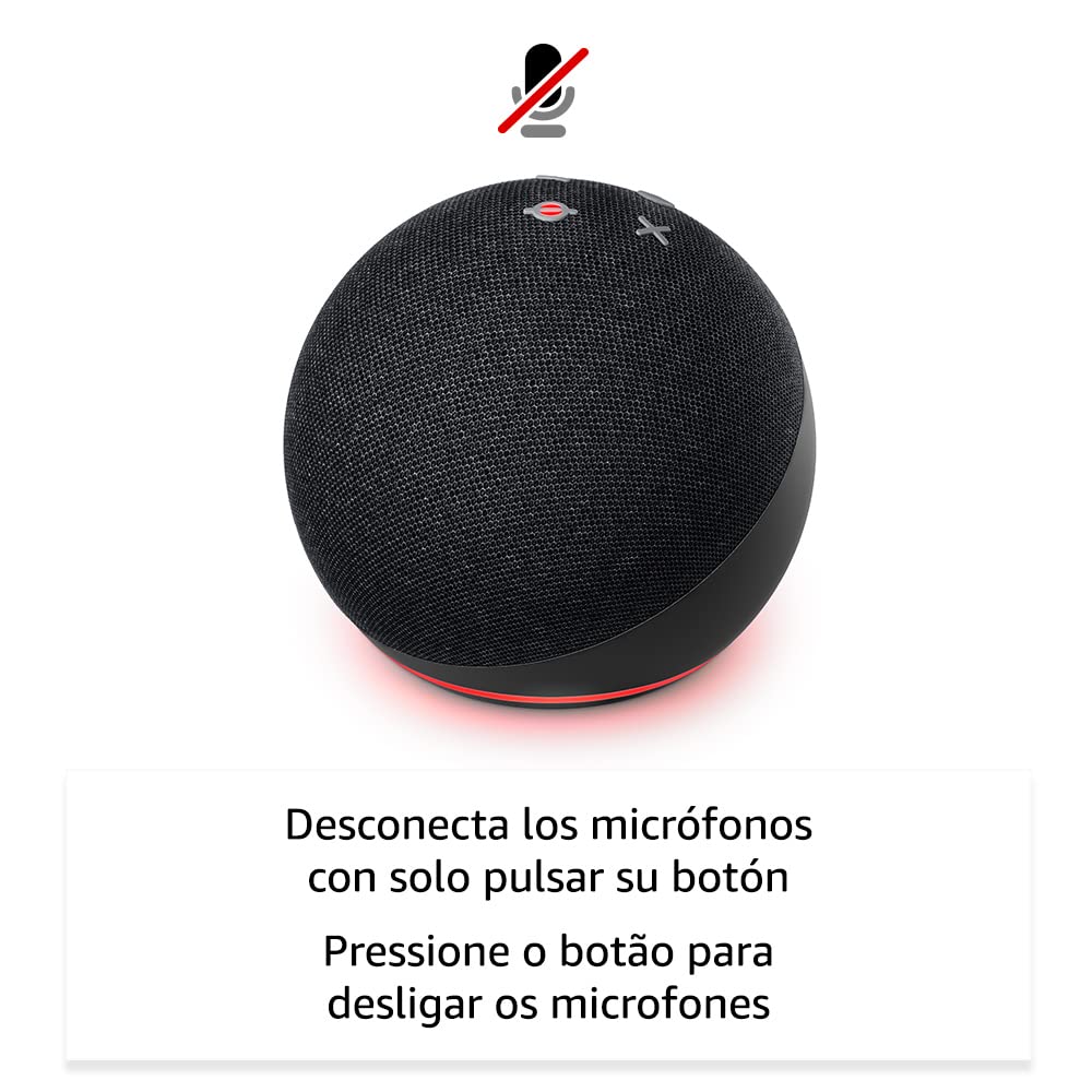 Echo Dot (5.ª generación, modelo de 2022) | versión internacional | Altavoz inteligente con Alexa | Antracita | No disponible en portugués (Portugal)