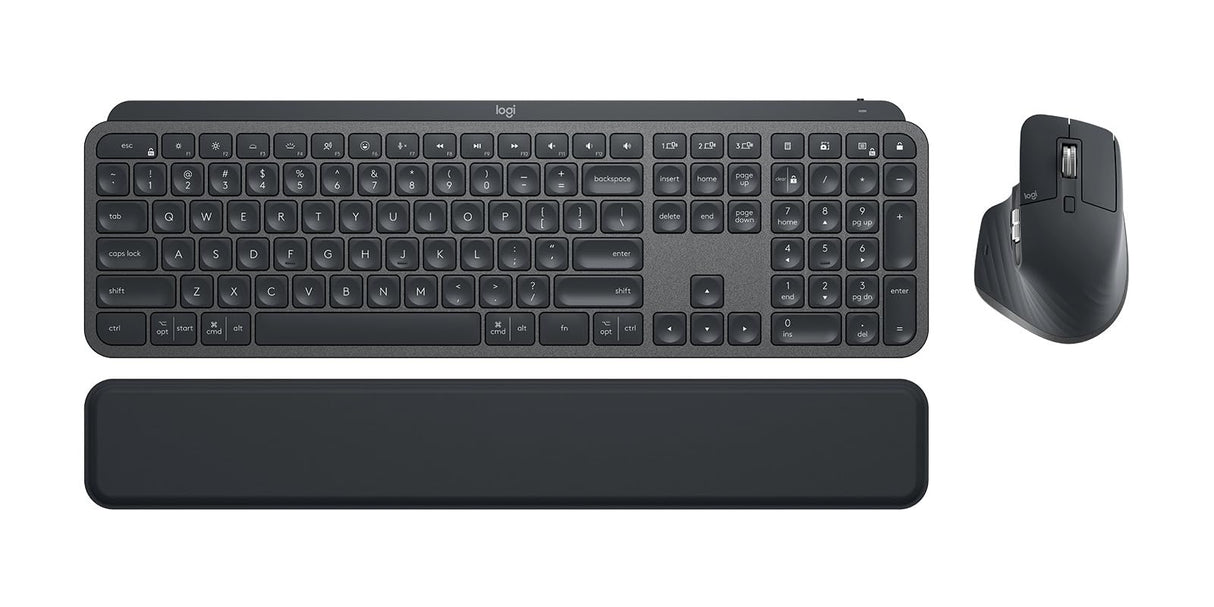 Logitech Combinación de claves empresariales MX | Gen 2. Diseñado para empresas. Teclado y ratón inalámbricos con reposamuñecas, QWERTZ alemán, color gris