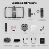 NEEWER Jaula Universal para teléfono móvil, estabilizador de vídeo, iluminación con Disparador Bluetooth, Mango Lateral, luz LED, micrófono USB C, Compatible con iPhone 16 Pro MAX 15 Pro MAX S24