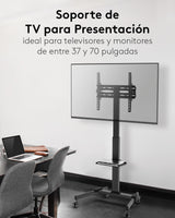 Goobay 59507 Soporte de TV móvil con Ruedas para televisores y monitores de Entre 37" y 70" (94-180cm) / Inclinable y Ajustable en Altura/Soporte de TV para TV Plana y TV Curva de hasta 35 kg