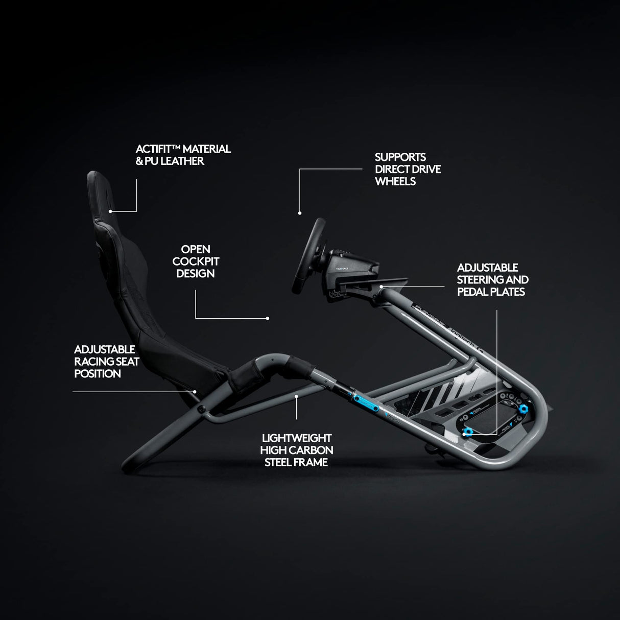 Playseat Trophy - Cabina de simulación de Carreras Logitech G Edition | Totalmente Ajustable | Compatible con Todos los Volantes Direct Drive | Ligero y Robusto