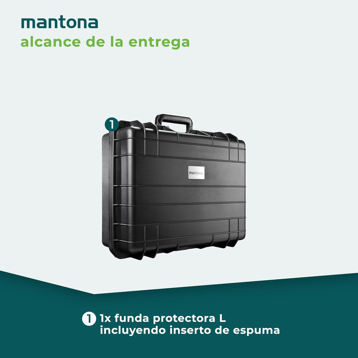 Mantona Maleta para exterior L - resistente al agua, a prueba de golpes y apilable para equipos valiosos, incl. las inserciones de espuma que se pueden cortar a medida y una válvula de ecualización
