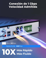 Reolink NVR 36CH, Soporta Cámaras 16MP/12MP/4K/5MP, 3 Bahías para HDD (sin HDD), Sistema Alarma O/I, 36 Canales (Conmutador PoE Necesario), RLN36