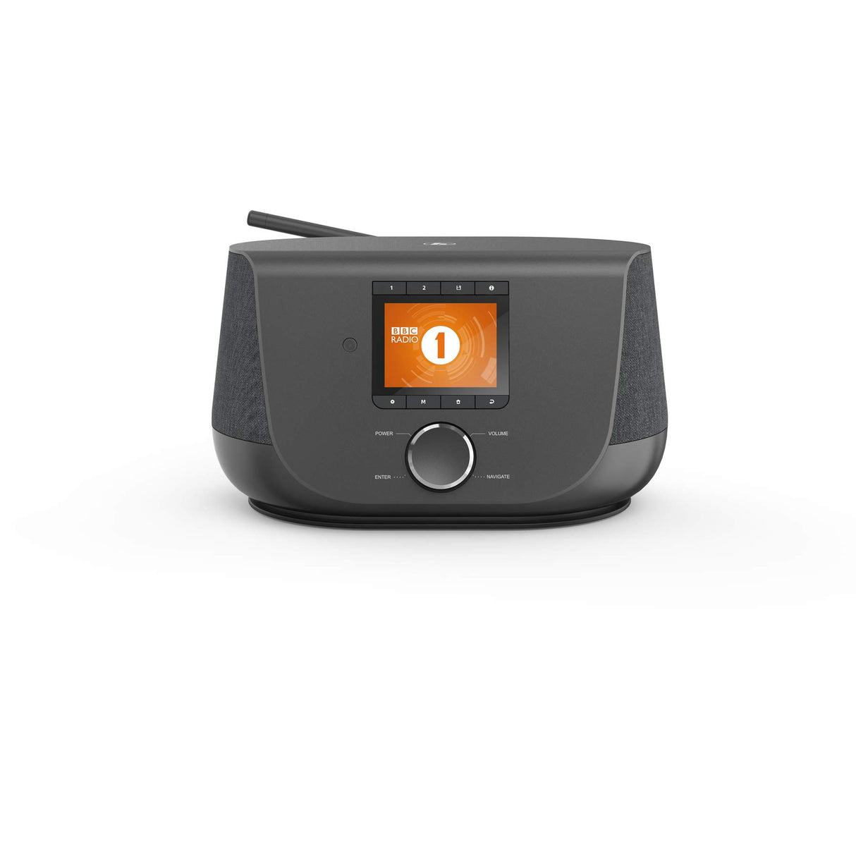 Hama Radio Digital Smart con WiFi/DAB/DAB+/FM, Bluetooth/Spotify Streaming, Altavoz de 2 Vías, Carga de Teléfono Móvil, Negro