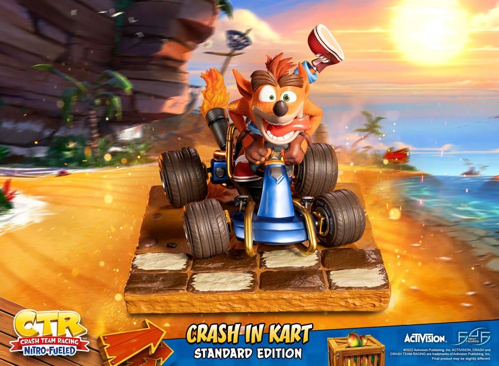 First 4 Figures - Estatua de Resina Crash Team Racing Nitro-Fueled (Crash In Kart), Color Negro