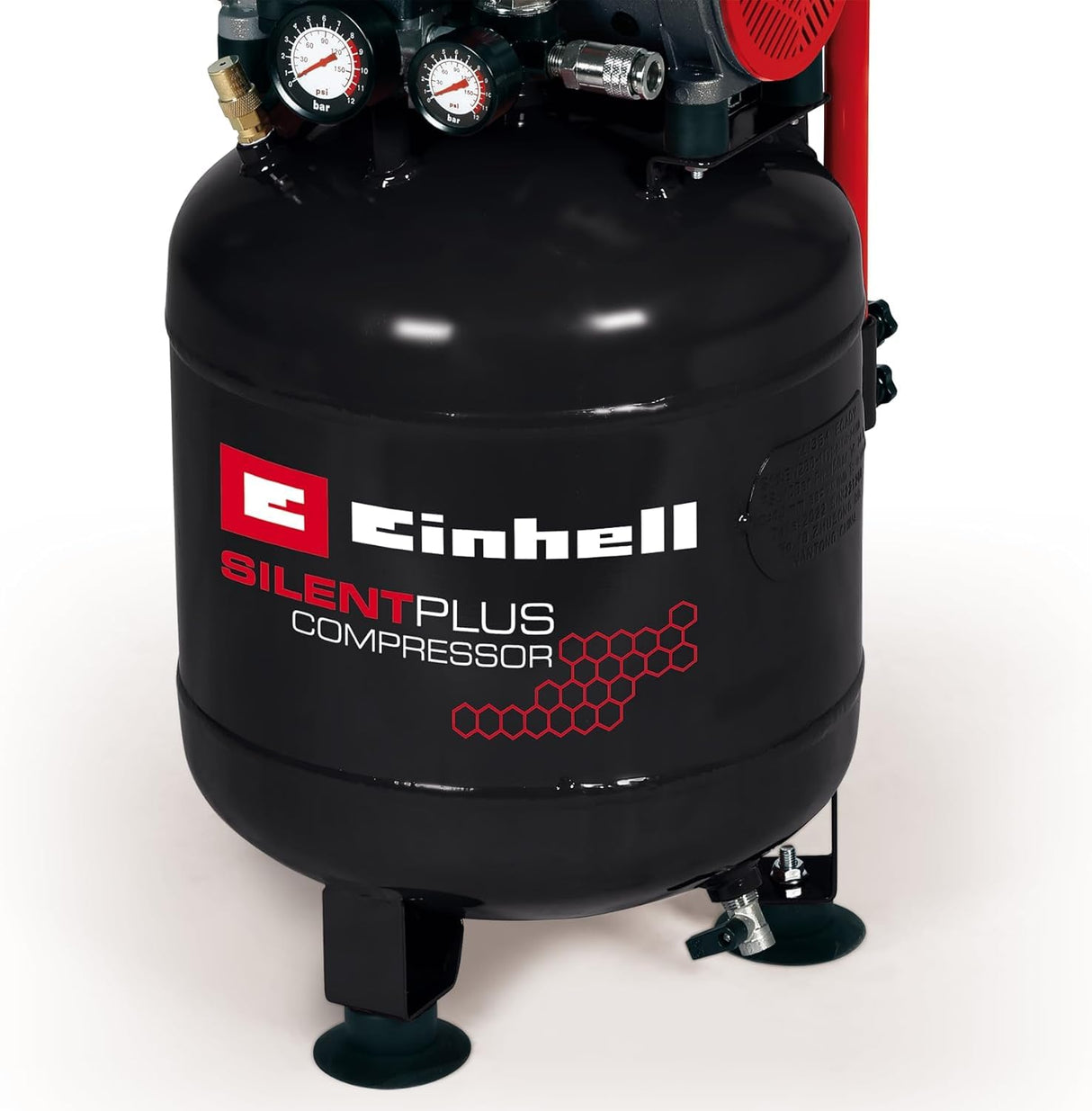 Einhell Compresor TE-AC 24 Silent (compresor silencioso con 750 W, máx. 8 bar, motor exento de aceite y servicio, depósito de 24 l, manómetro y acoplamiento rápido, válvula de seguridad)