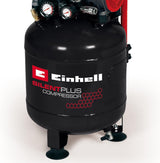 Einhell Compresor TE-AC 24 Silent (compresor silencioso con 750 W, máx. 8 bar, motor exento de aceite y servicio, depósito de 24 l, manómetro y acoplamiento rápido, válvula de seguridad)