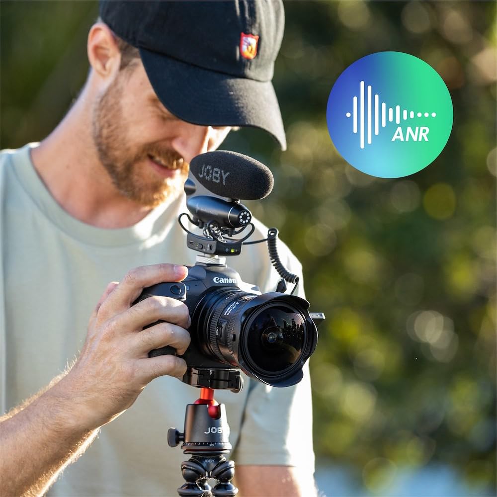 JOBY Wavo Pro Micrófono Profesional Direccional para Cámara, Reductor de Ruido Integrado y Montura de Choque con Tecnología Rycote, Micrófonos Dinámicos, Micrófono Profesional, Mirrorless, Youtuber