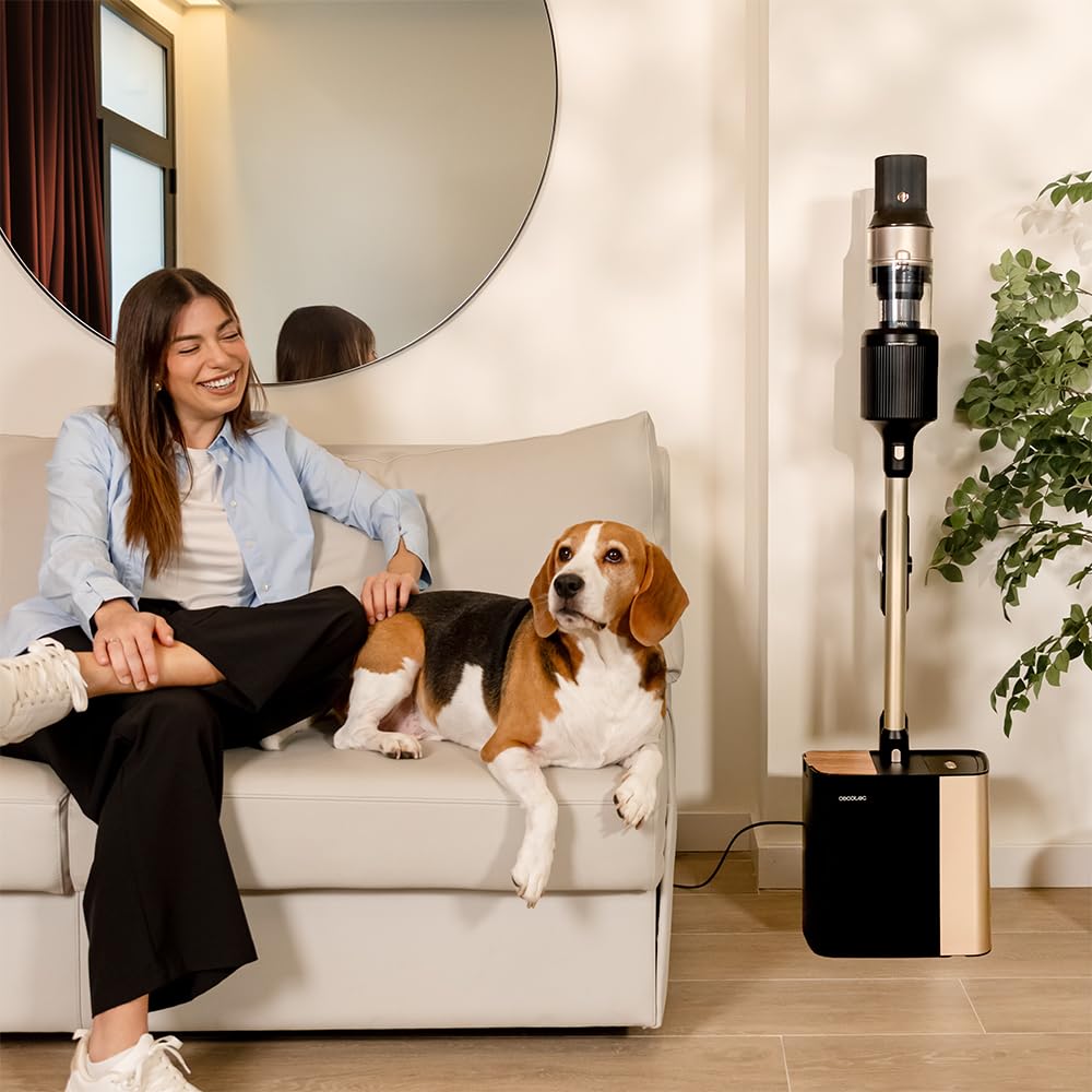 Cecotec Aspiradora Escoba Sin Cable Conga Rockstar 5500 Hurricane Station Pet Flex, Max 220AW 700W, Base Autovaciado, Hasta 90min Autonomía, Cepillo antienredo, Tubo flex, Ciclón paralelo, Acc mascota