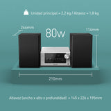 Panasonic SC-PM700EG-S Neat Micro Hi-Fi Sistema Estéreo Compacto con CD, FM Radio, USB y Bluetooth, Altavoces de 80 W, Control De Graves, Plateado