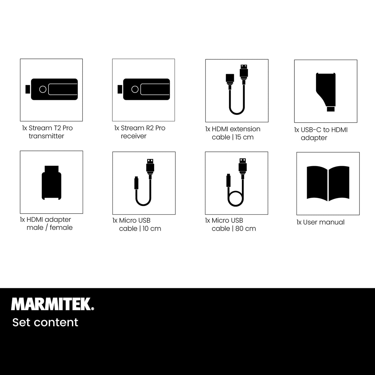 Presentación Inalámbrica HDMI - Marmitek STS2 - Presentación Powerpoint Inalámbrica - Plug and Play sin software - Compatible con Airplay y Miracast - Ampliable hasta 20 presentadores