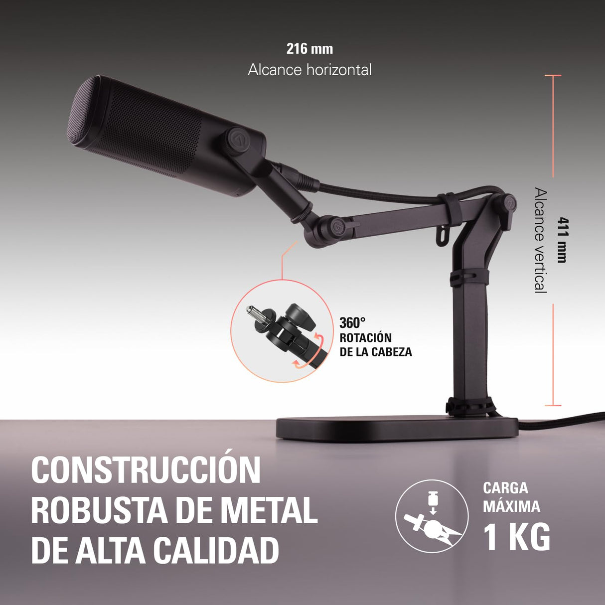 Elgato Wave Desk Stand - Soporte Ajustable para Micrófonos, Compatible con Elgato, HyperX, Rode, Fifine, Shure y más, Compatible con Rosca 1/4, 3/8 & 5/8, Para Grabación/Podcasting/Streaming