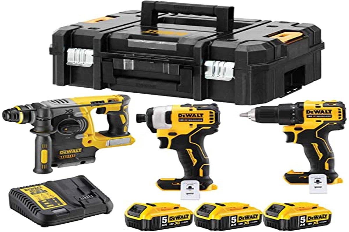 DeWALT DCK377P3T-QW - Batería combinada (18 V, 5 Ah, 3 Piezas), Color Negro y Amarillo