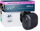 Arlo Ultra 2 Camara de Vigilancia WiFi Exterior 4K, Camara de Vigilancia WiFi Interior, Sensor de Movimiento, Alarmas Para Casa, Requiere Smart Hub Que Se Vende Por Separado, Cámara Adicional, Negra