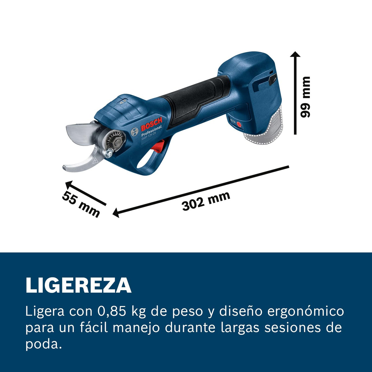 Bosch Professional 12V System GGP 12V-25 podadora (hasta 4500 cortes por carga, motor Brushless sin escobillas, cortes de 25 mm, con 2 baterías de 3,0 Ah)