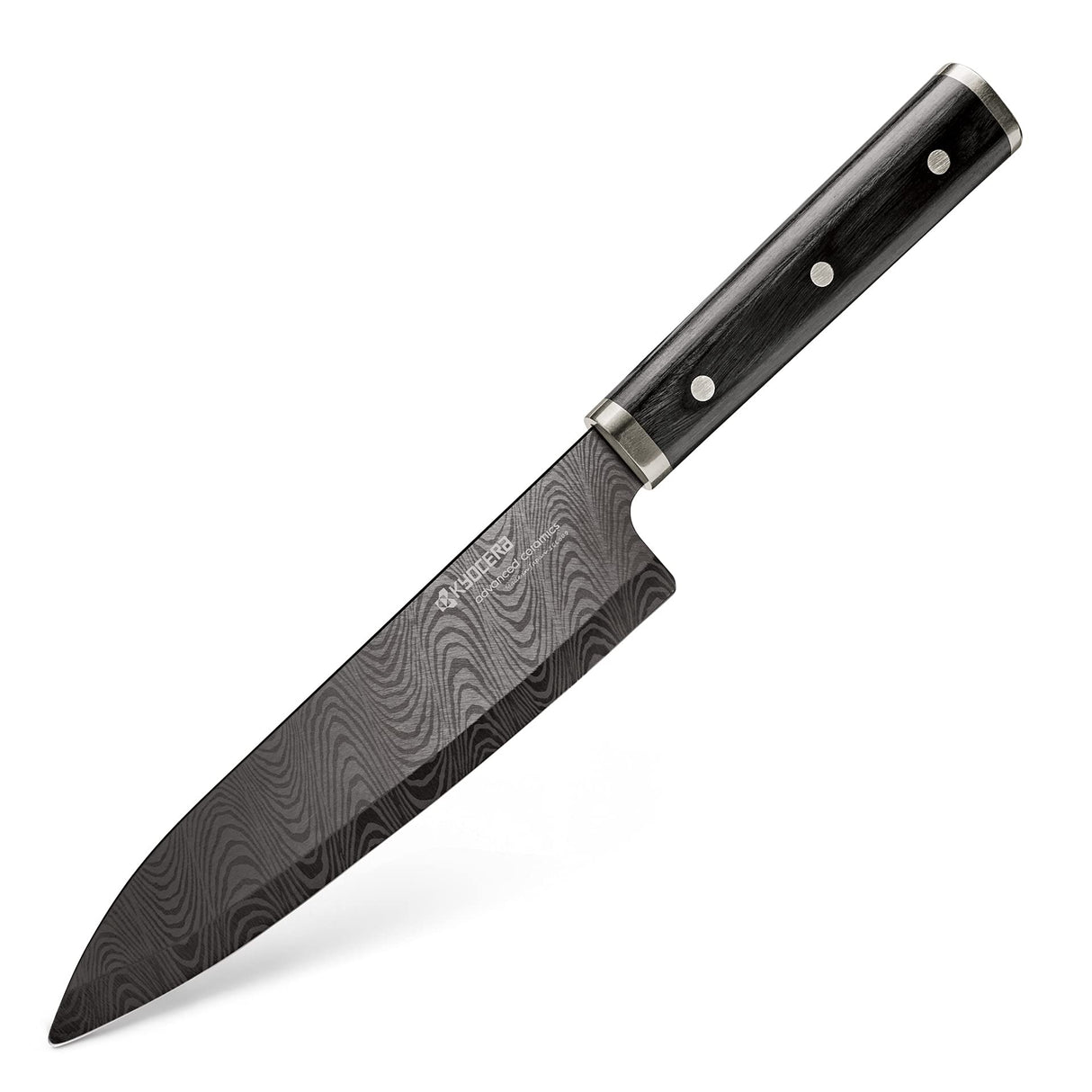 KYOCERA KTN de 180 de Hip kizuna Serie – Cuchillo de cerámica. Cubierto con Incluido Hoja de cerámica con Arena Jardín Estructura de Onda. Mango de Madera de Pakka. Longitud de la Hoja: 18 cm.
