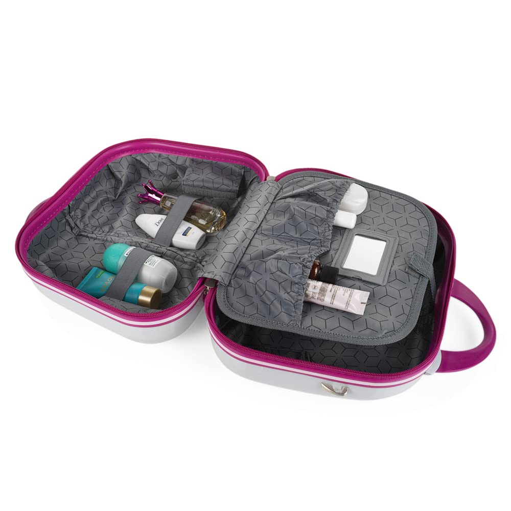 ITACA - Maleta Mediana rígida con 4 Ruedas giratorias, Cierre Seguro Candado de Combinación y diseño Resistente, Apta para 23 Kilos Viajes Largos y escapadas. con Neceser, Blanco