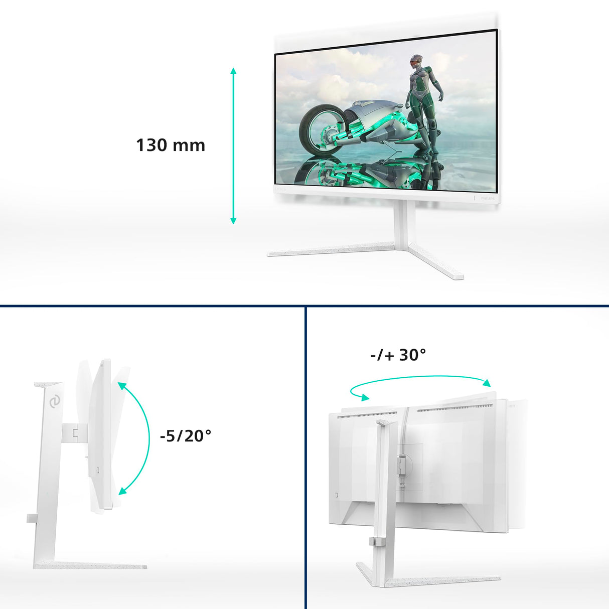 Philips EVNIA 27M2N3201A Monitor Gaming 27" FHD, WLED, 180Hz, Fast IPS, 1 ms GtG, HDR10, Adaptive Sync., G-Sync Compat., Altavoces, Altura Ajustable (1920x1080, 2X HDMI 2.0, 1x DP 1.4) Blanco