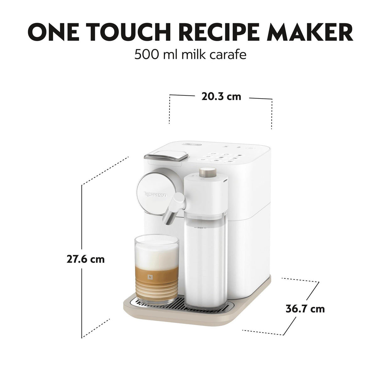 Nespresso De'Longhi Gran Lattissima EN640.W, Cafetera Automática, Cafetera de Cápsulas Monodosis, Leche Espumada Automática, Presión 19 Bares, Cappuccino, Latte, 1400W, Blanco Fresco Vitalidad