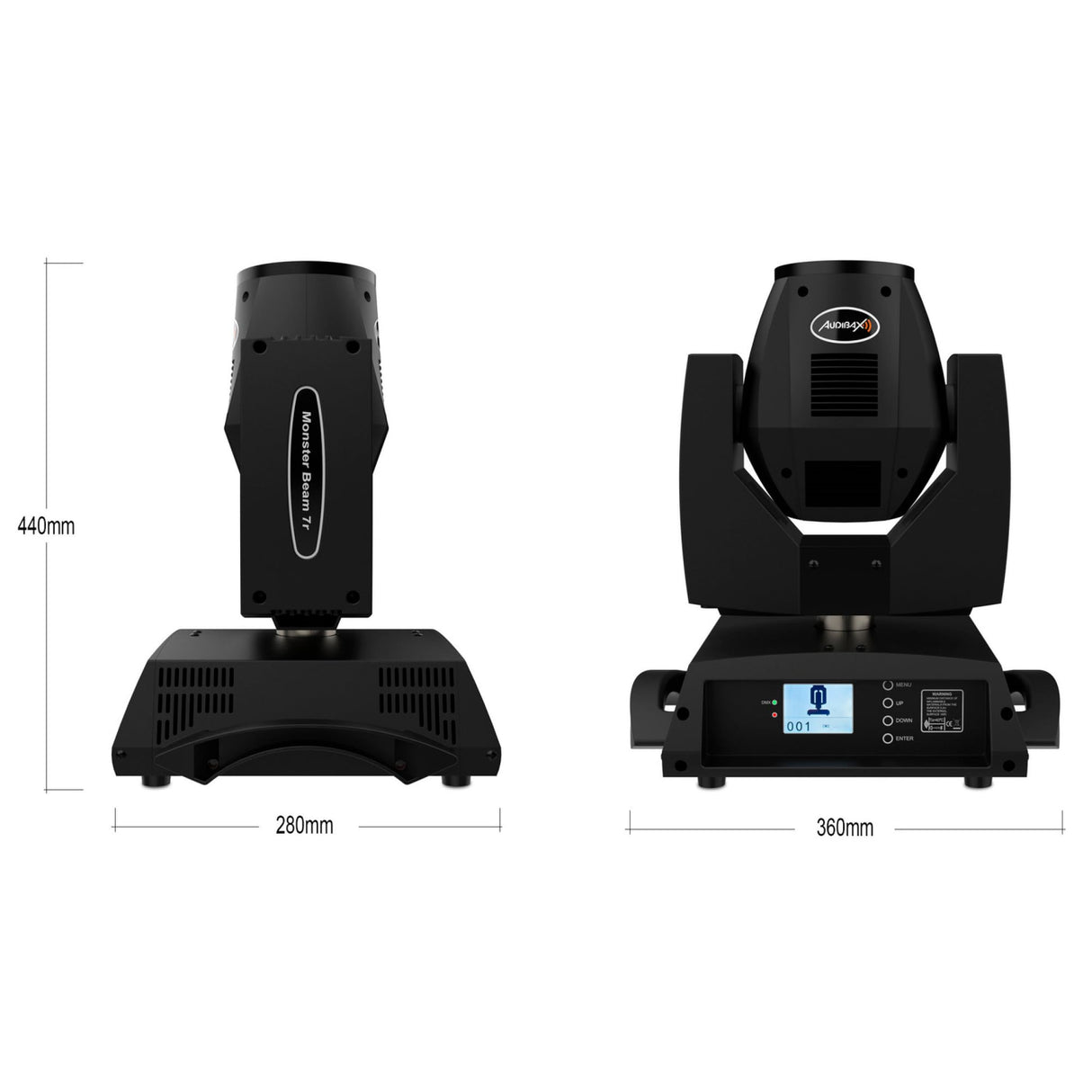 Audibax Monster Beam 7R - Cabeza Móvil para Discoteca - Foco Profesional Móvil de 20 Canales - Luz de Descarga OSRAM Sirius de 230W - Configuración Beam o Wash