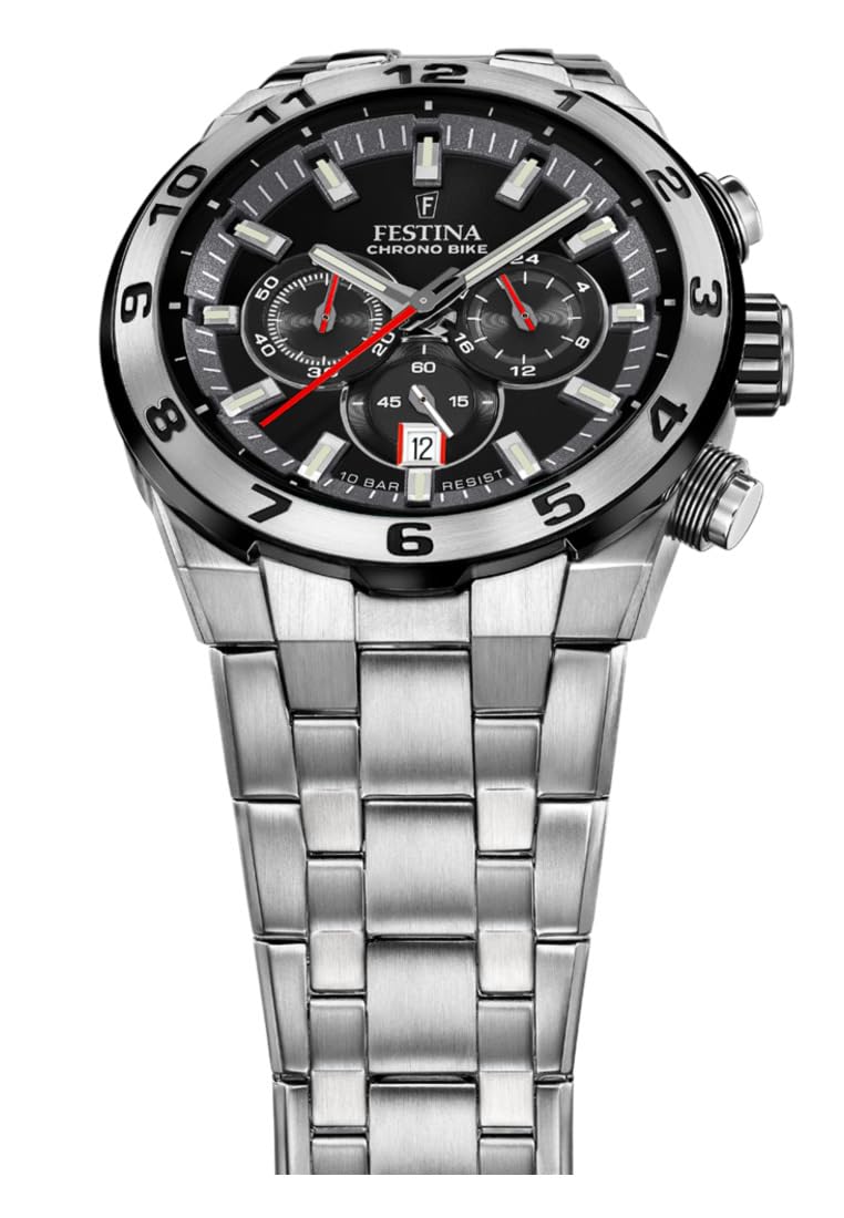 Festina Reloj Hombre F20670/6 Chrono Bike Caja de Acero Inoxidable 316l Plateado Correa de Acero Inoxidable 316l Plateado
