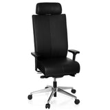 hjh OFFICE 608600 Silla de Oficina Pro-Tec XXL Cuero Negro, Silla giratoria, para Personas Altas, cargable hasta 150 kg