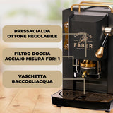 Máquina de café Faber Pro Total Deluxe acabados en latón a monodosis de papel Ese 44 mm