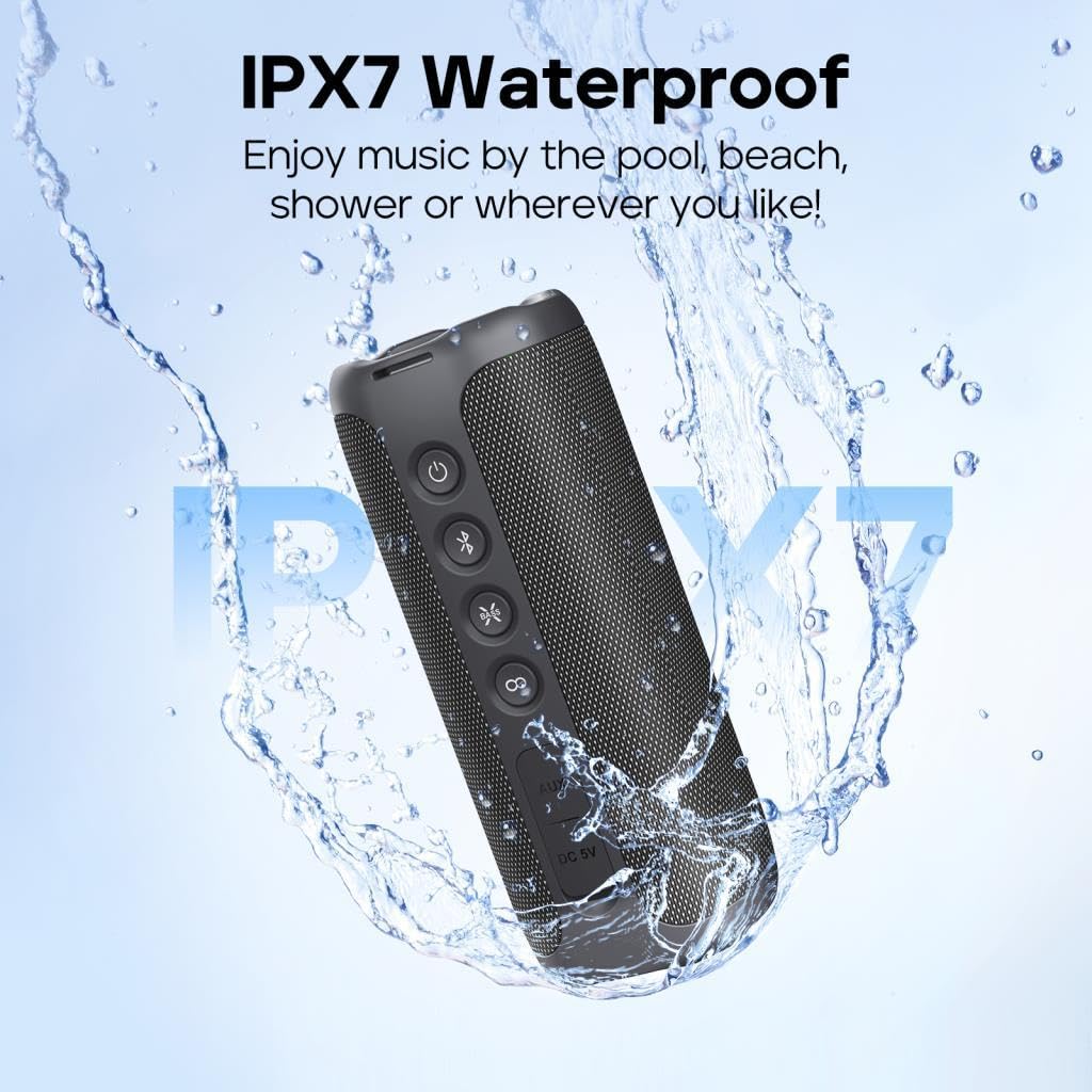 Tribit Stormbox 2 IPX7 Impermeable 24 Horas de Tiempo de reproducción, 2 Altavoces Bluetooth portátiles de 17 W, Color Negro
